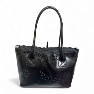 Furla Black Patent Leather Lazer cut Shoulder Bag